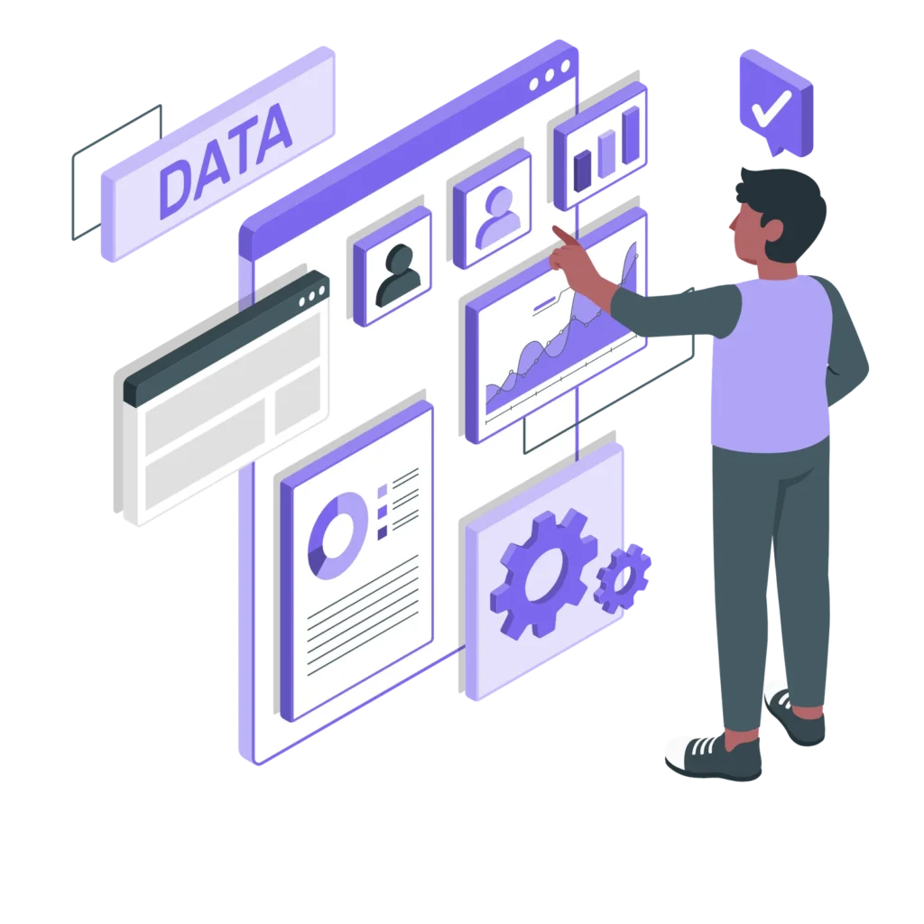 Team planning custom CRM solutions development process on digital dashboard