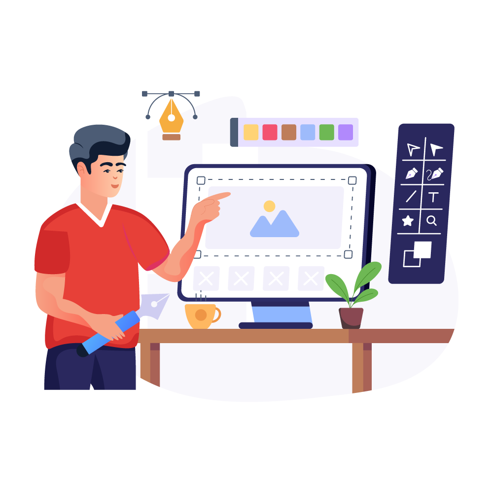 Graphic designer creating branding and marketing materials