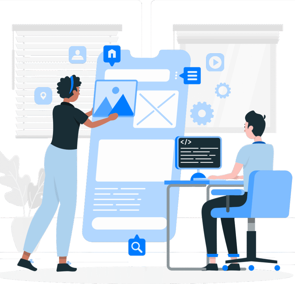 GenifySoft team discussing UI/UX design strategy and software development planning